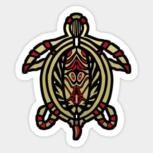 Turtle Totem Design in Gold and Black Sticker